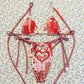 Red Patchwork Bikini