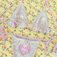 The Emma Bikini; ruffle  trim flower bikini top with gingham straps